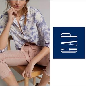 GAP Boyfriend Style Button Up Chambray Shirt - Tie dye or bleach design